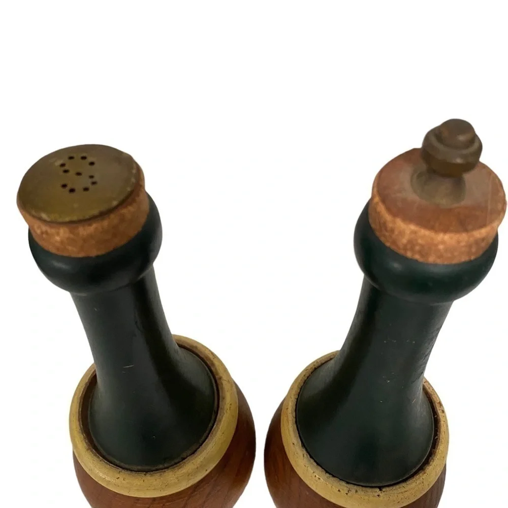 Vintage Wood Turned Salt & Pepper Shakers Made in Japan